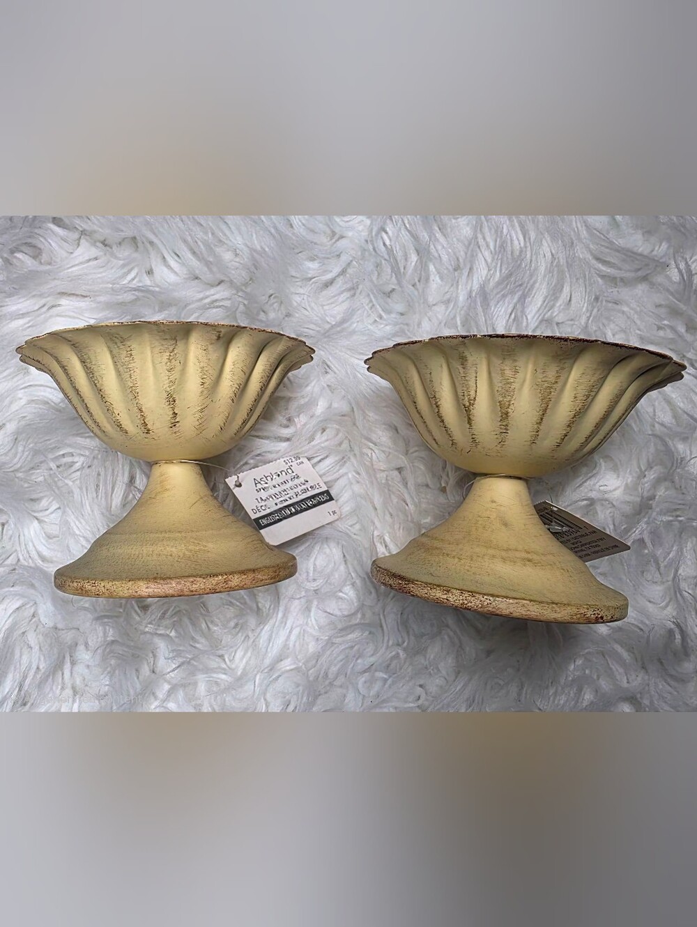 Ashland Cream Distressed Decorative Pedestal Bowls - Set of 2